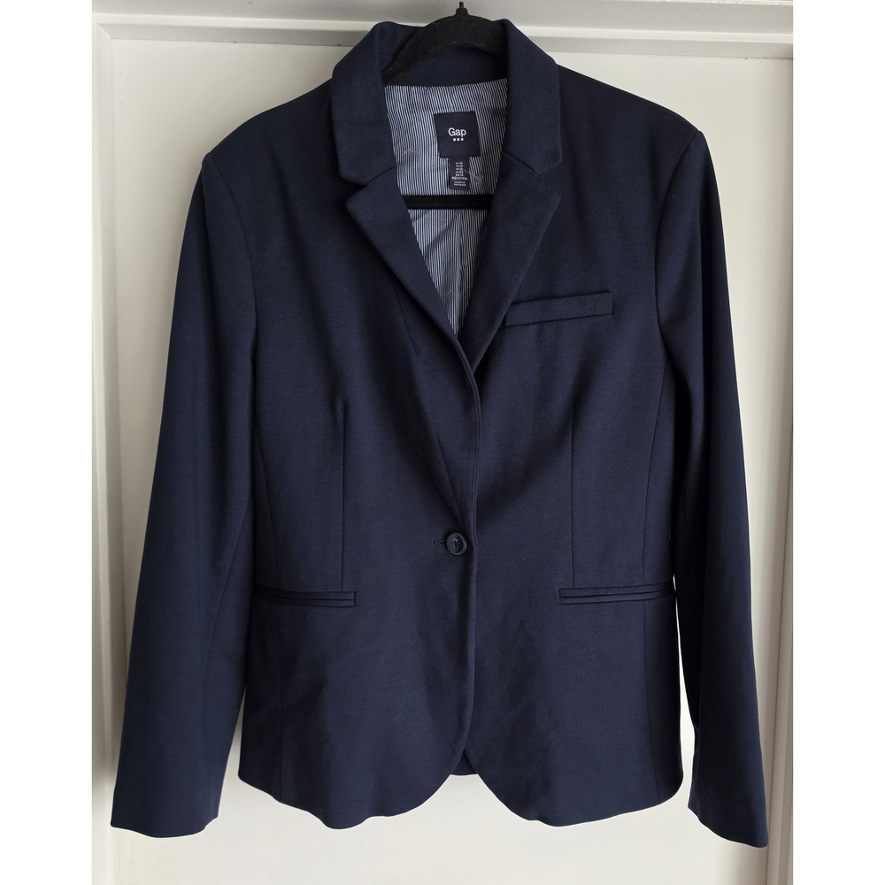 Gap Blazer Size 14 Women Navy Solid Long Sleeve Professional Jacket Coat